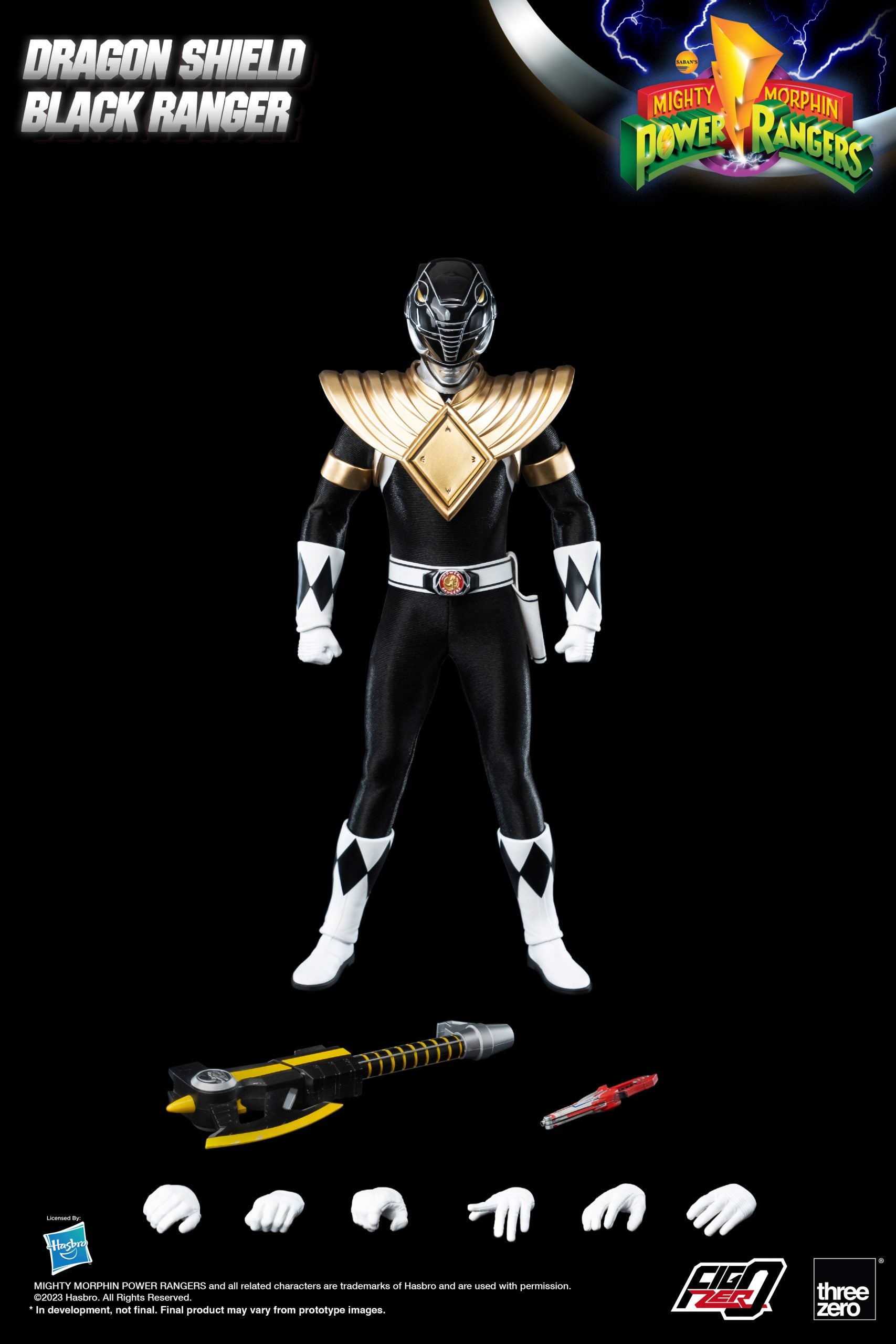 PRE-ORDER threezero - FigZero - Mighty Morphin Power Rangers - Dragon Shield Black Ranger 1/6