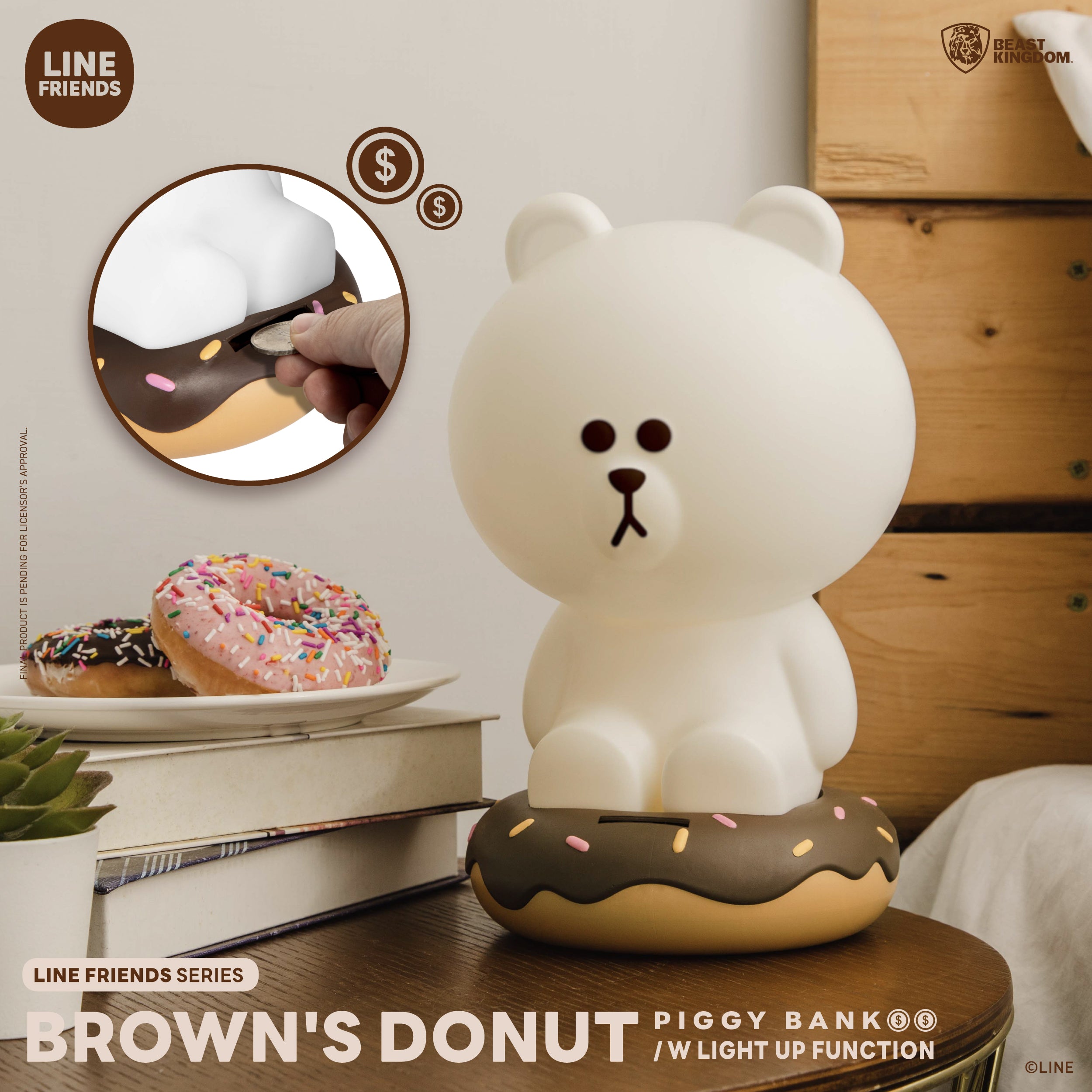 PRE-ORDER LINE Friends - Brown's Donut Piggy Bank w/ Light Up Function