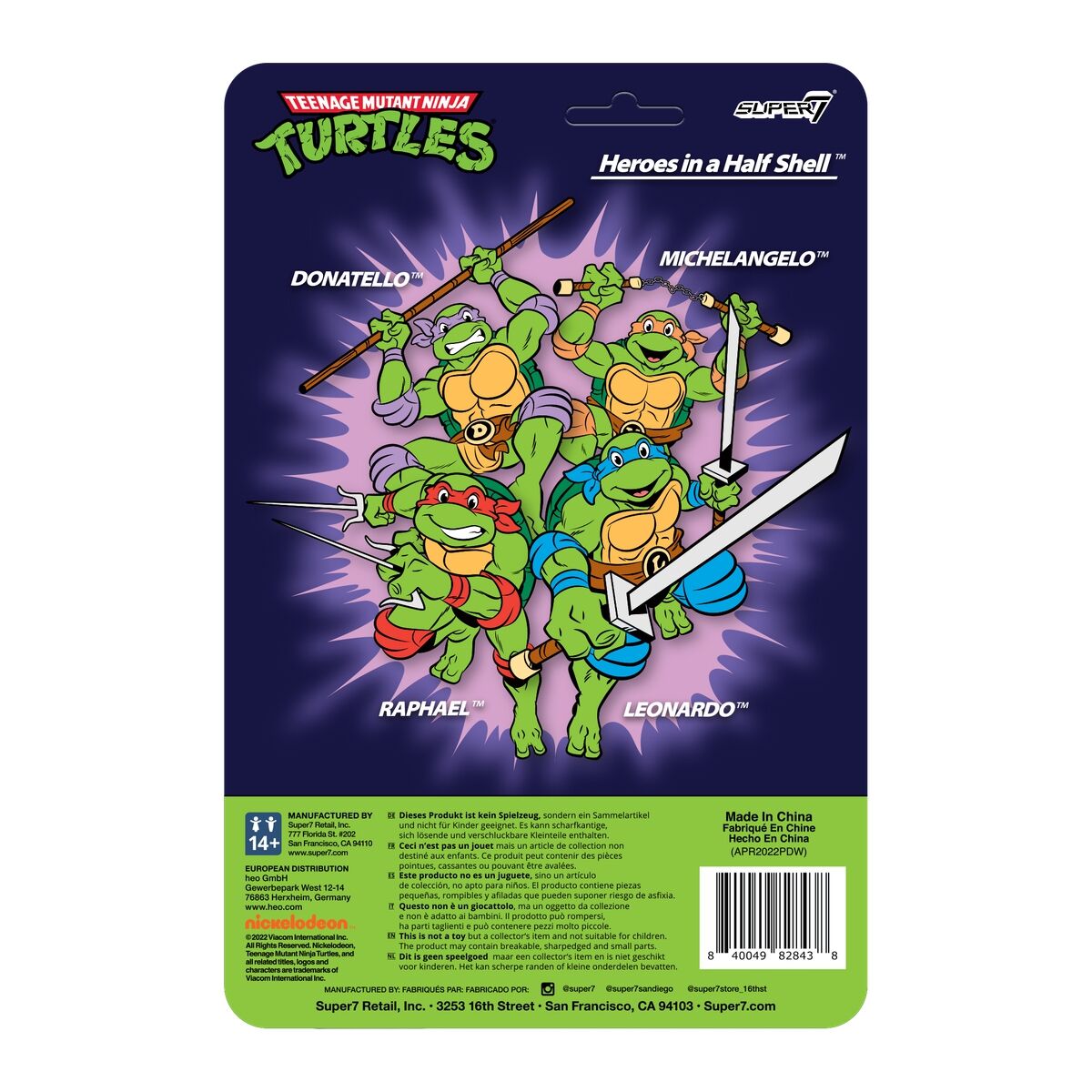 PRE-ORDER Super7 - ReAction - Teenage Mutant Ninja Turtles - Toon Leonardo