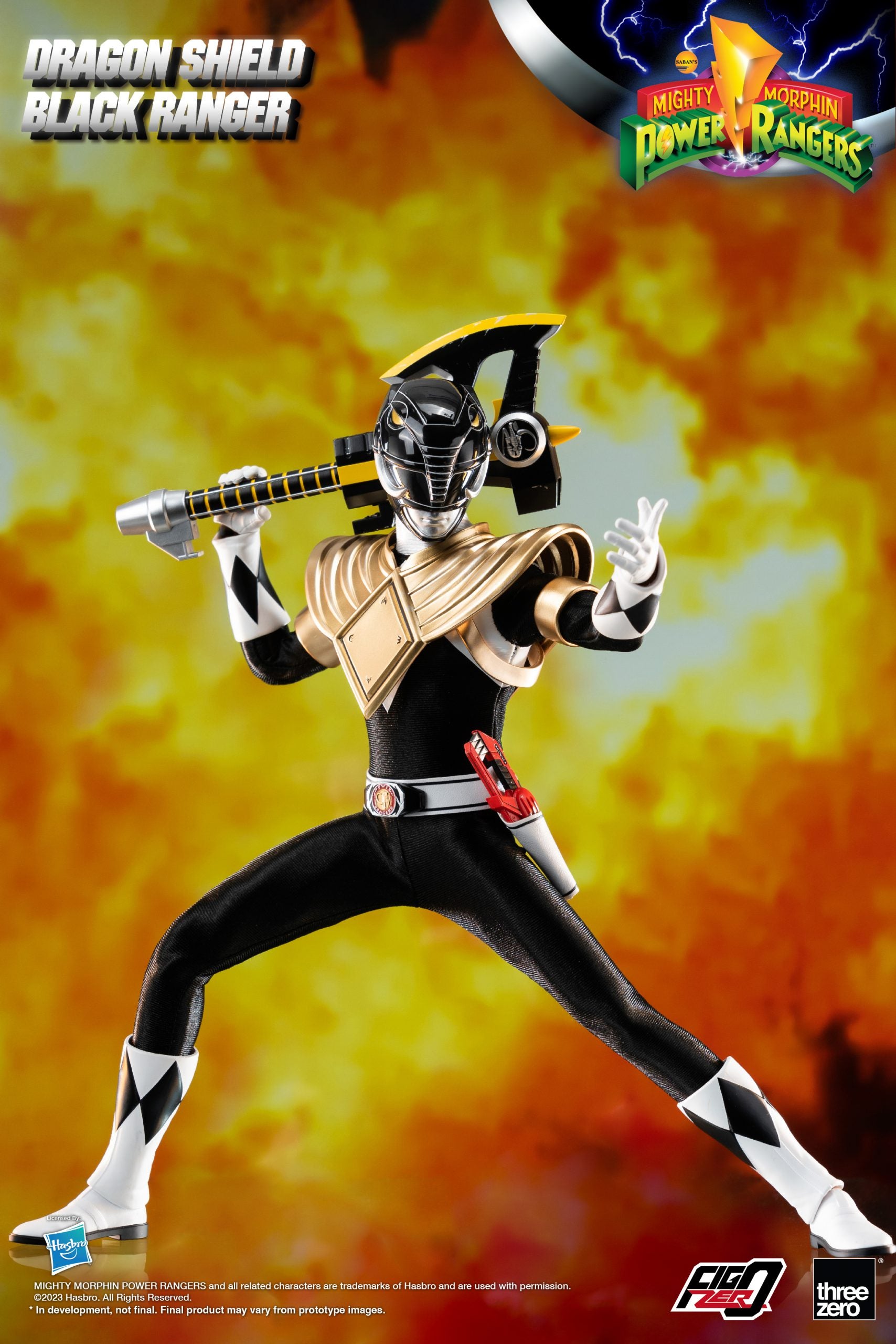 PRE-ORDER threezero - FigZero - Mighty Morphin Power Rangers - Dragon Shield Black Ranger 1/6