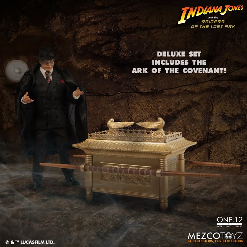 PRE-ORDER Mezco - One:12 Collective - Indiana Jones: Raiders of the Lost Ark - Major Toht and Ark of the Covenant Deluxe Boxed Set