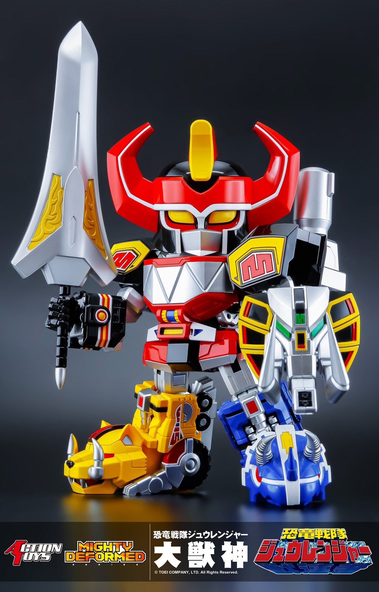 IN-STOCK Action Toys - Mighty Deformed - Kyōryū Sentai Zyuranger  - Shinka Gattai Daizyuzin (Megazord)