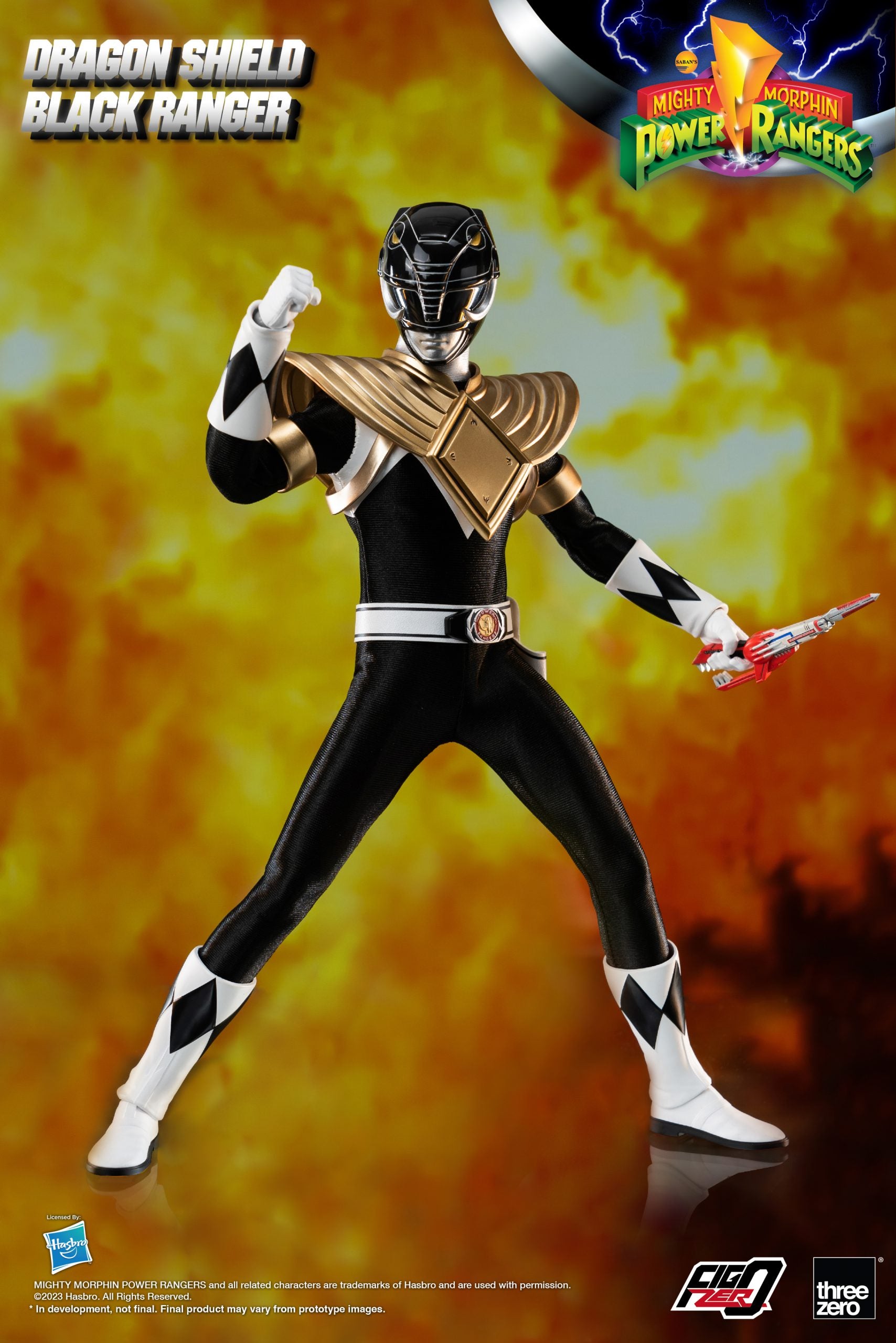 PRE-ORDER threezero - FigZero - Mighty Morphin Power Rangers - Dragon Shield Black Ranger 1/6
