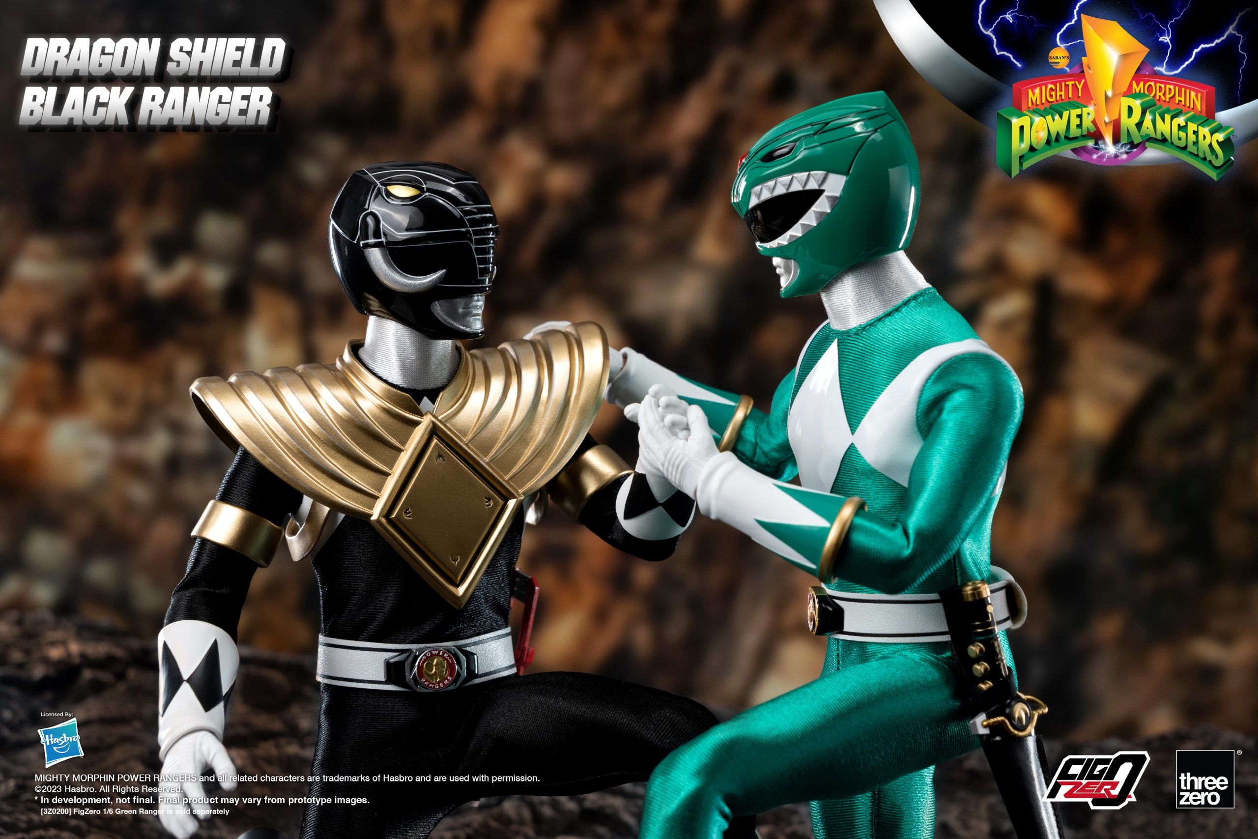 PRE-ORDER threezero - FigZero - Mighty Morphin Power Rangers - Dragon Shield Black Ranger 1/6