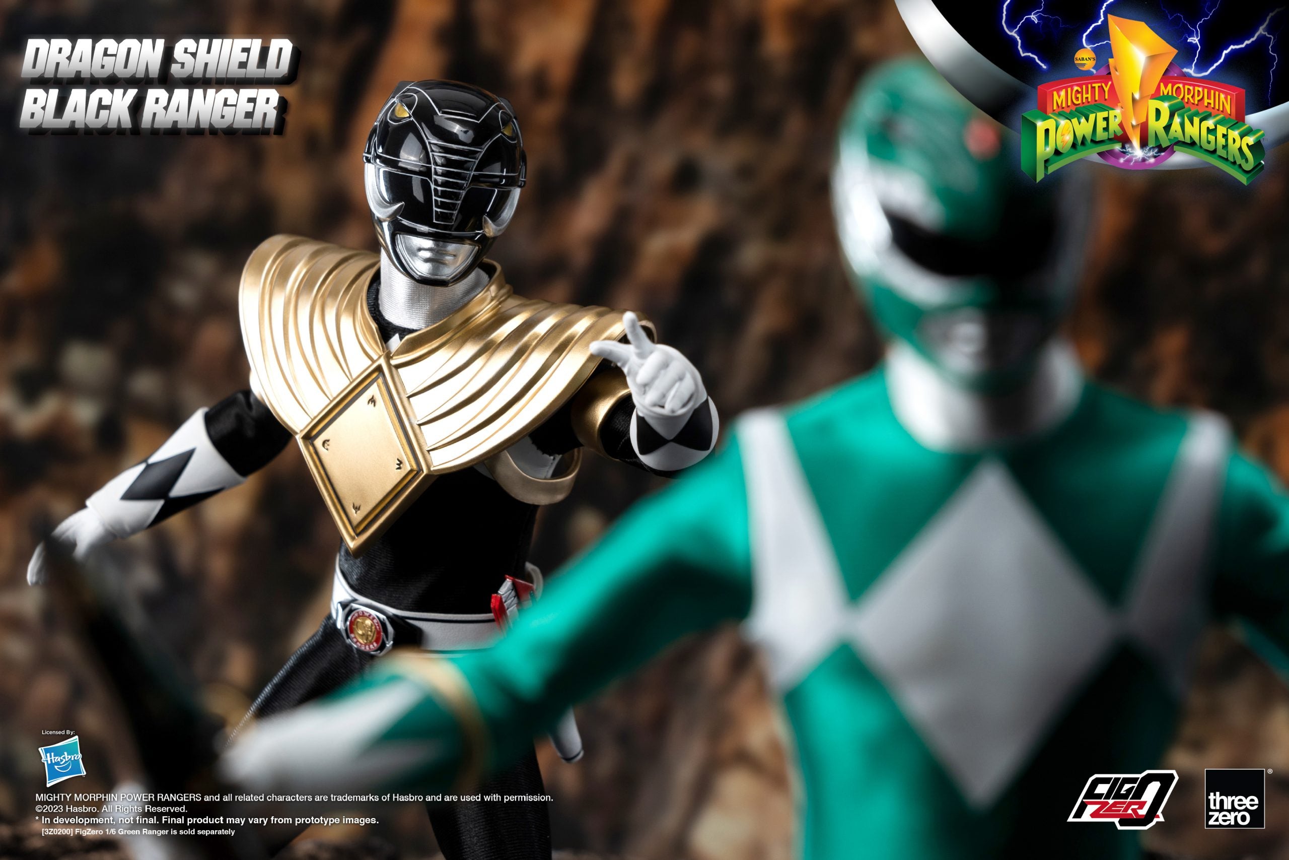 PRE-ORDER threezero - FigZero - Mighty Morphin Power Rangers - Dragon Shield Black Ranger 1/6