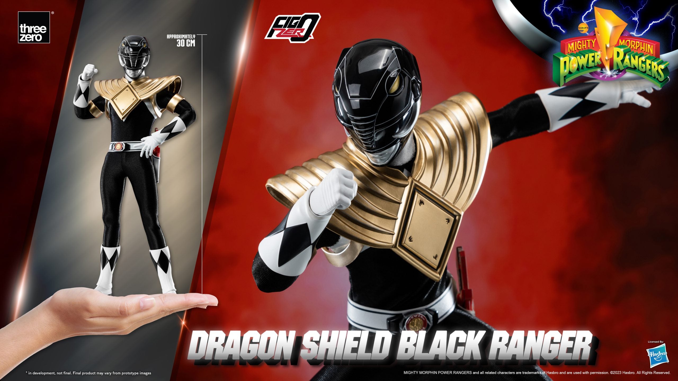 PRE-ORDER threezero - FigZero - Mighty Morphin Power Rangers - Dragon Shield Black Ranger 1/6