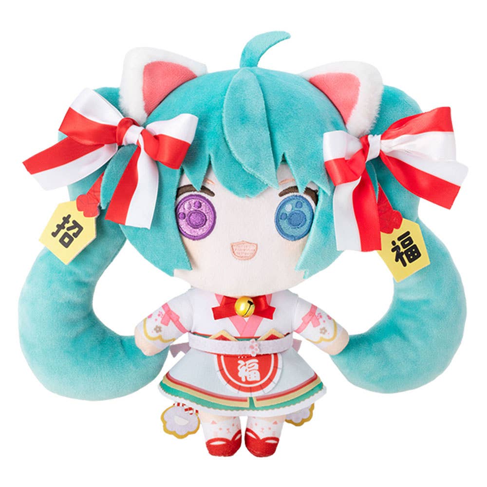 SPECIAL ORDER KADOKAWA - Hatsune Miku × Maneki Neko - Hatsune Miku White Cat Plush Toy: Art by Rassu [JP]