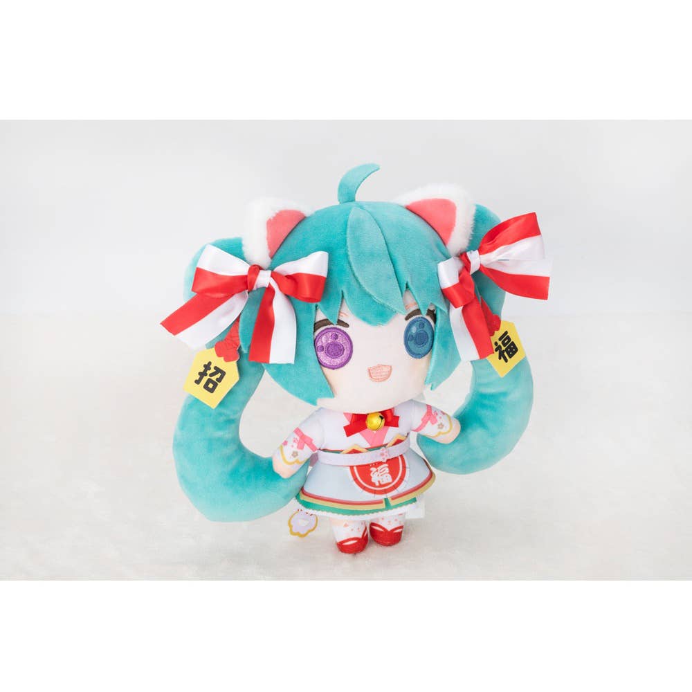 SPECIAL ORDER KADOKAWA - Hatsune Miku × Maneki Neko - Hatsune Miku White Cat Plush Toy: Art by Rassu [JP]
