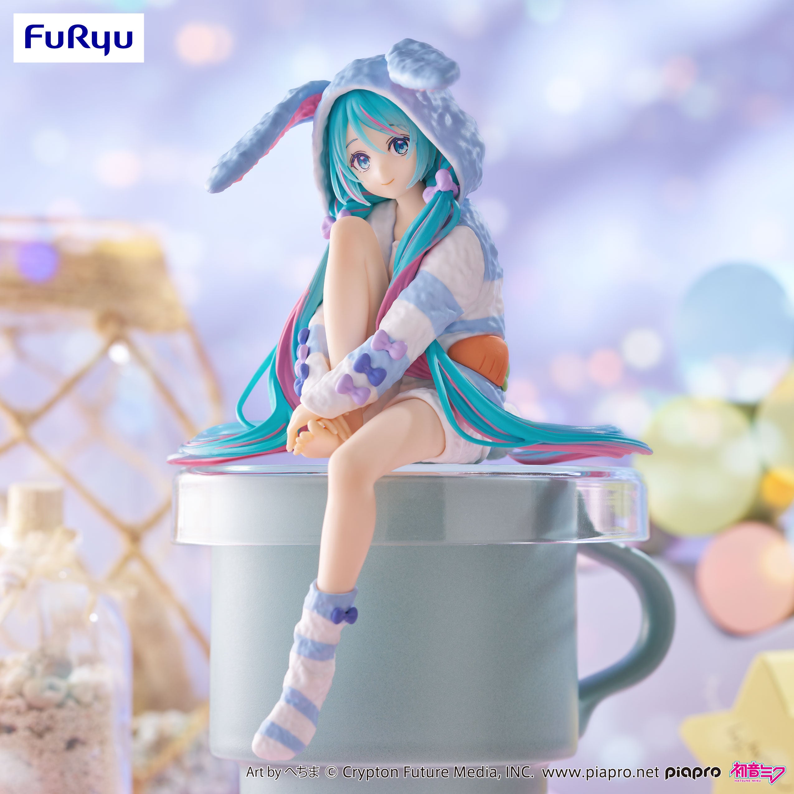 IN-STOCK FuRyu - Vocaloid Noodle Stopper Figure - Hatsune Miku: Rabbit Ear Hood Pajama Blue Color Ver.