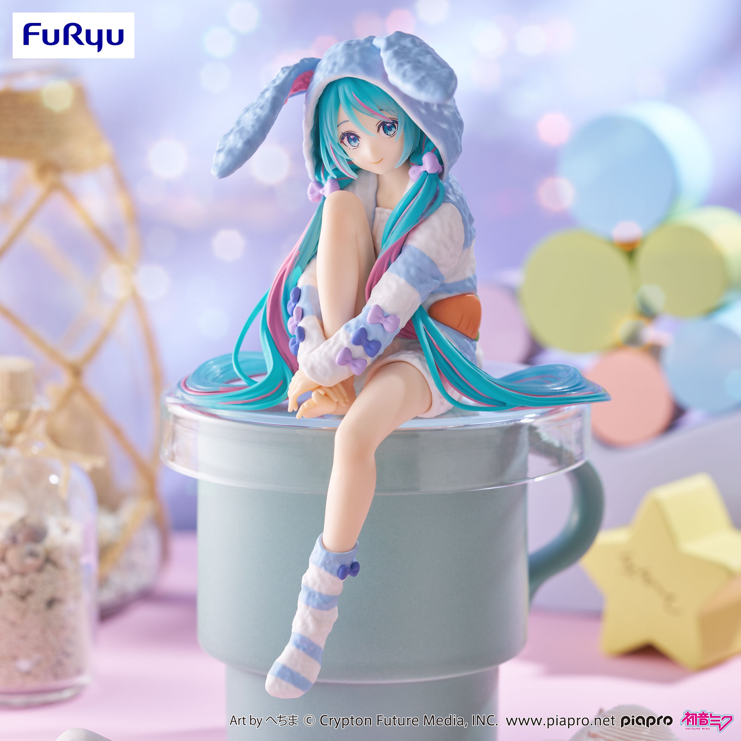 IN-STOCK FuRyu - Vocaloid Noodle Stopper Figure - Hatsune Miku: Rabbit Ear Hood Pajama Blue Color Ver.