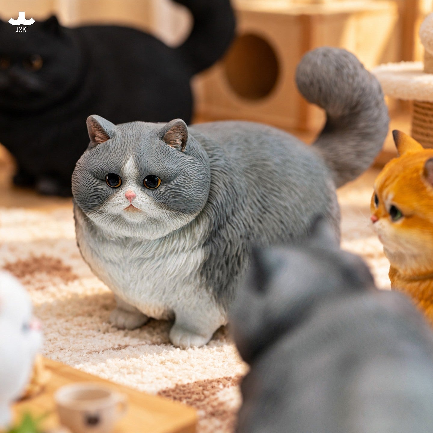PRE-ORDER JXK Studio - Animal Statue Series - Chubby Kitty: Gray and White