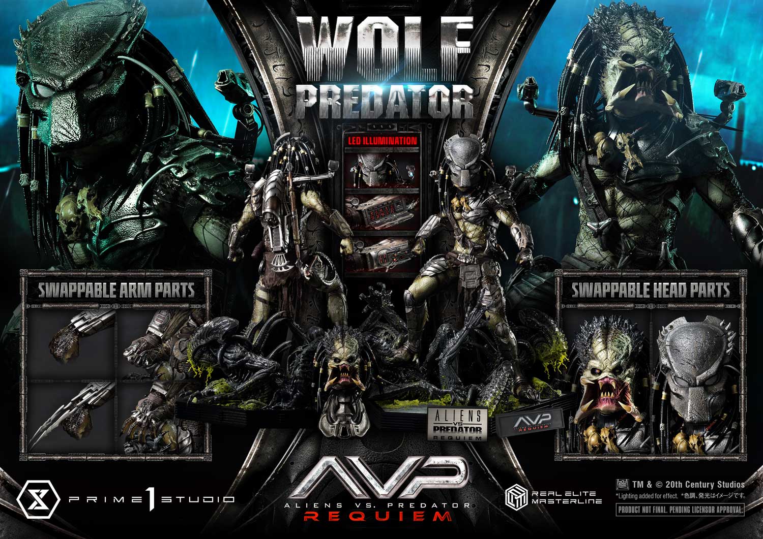 PRE-ORDER Prime1 Studio - Real Elite Masterline - Aliens vs. Predator: Requiem - Wolf Predator 1/3