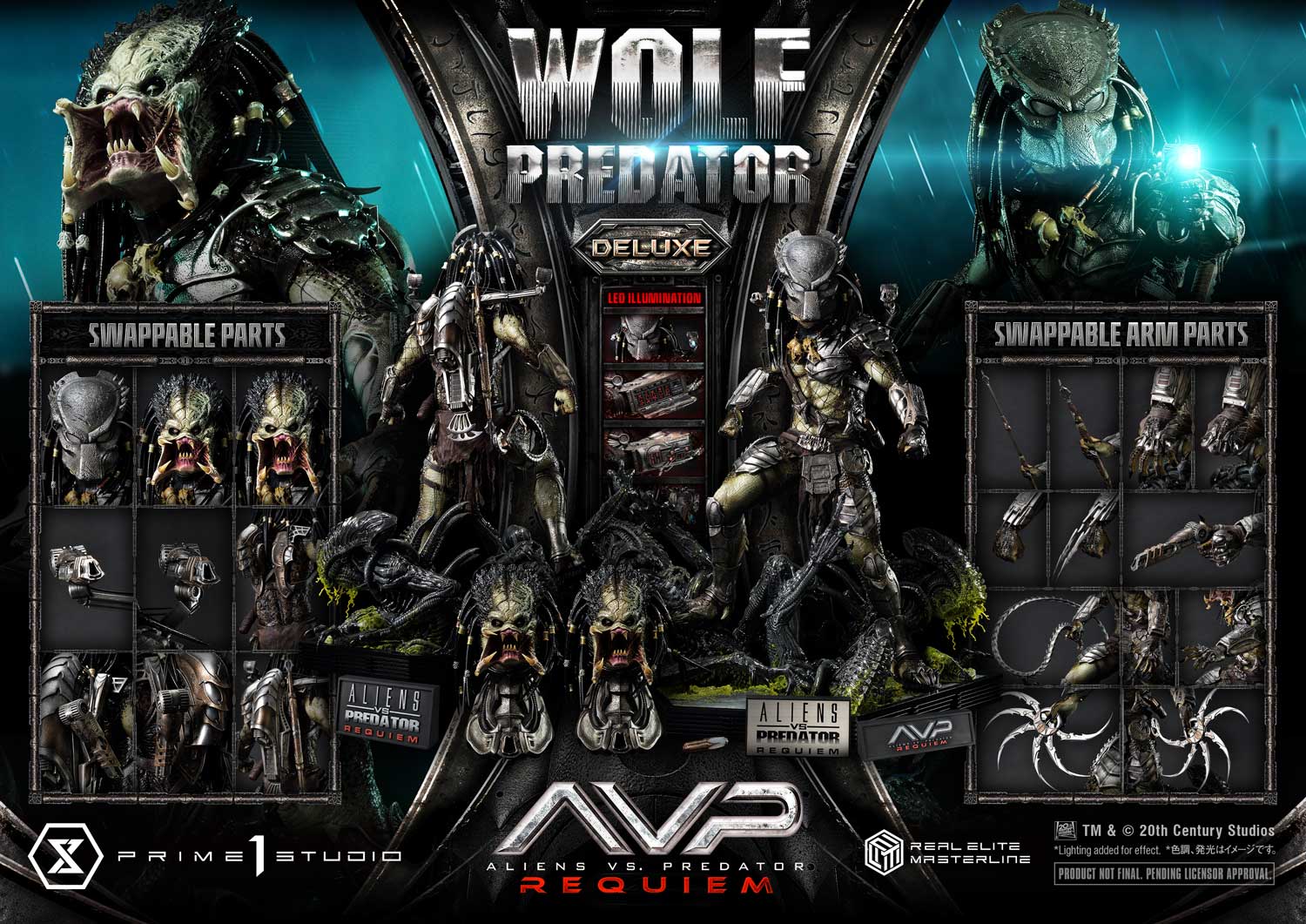 PRE-ORDER Prime1 Studio - Real Elite Masterline - Aliens vs. Predator: Requiem - Wolf Predator DX Bonus Ver. 1/3