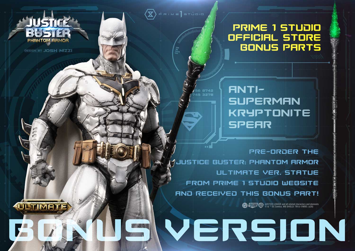 PRE-ORDER Prime 1 Studio - Ultimate Museum Masterline - Justice League (Comics) - Justice Buster: Phantom Armor (Design By Josh Nizzi) Ultimate Bonus Version