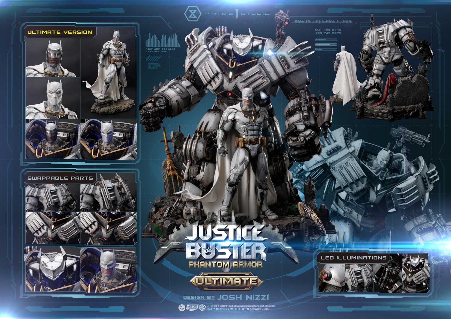 PRE-ORDER Prime 1 Studio - Ultimate Museum Masterline - Justice League (Comics) - Justice Buster: Phantom Armor (Design By Josh Nizzi) Ultimate Bonus Version