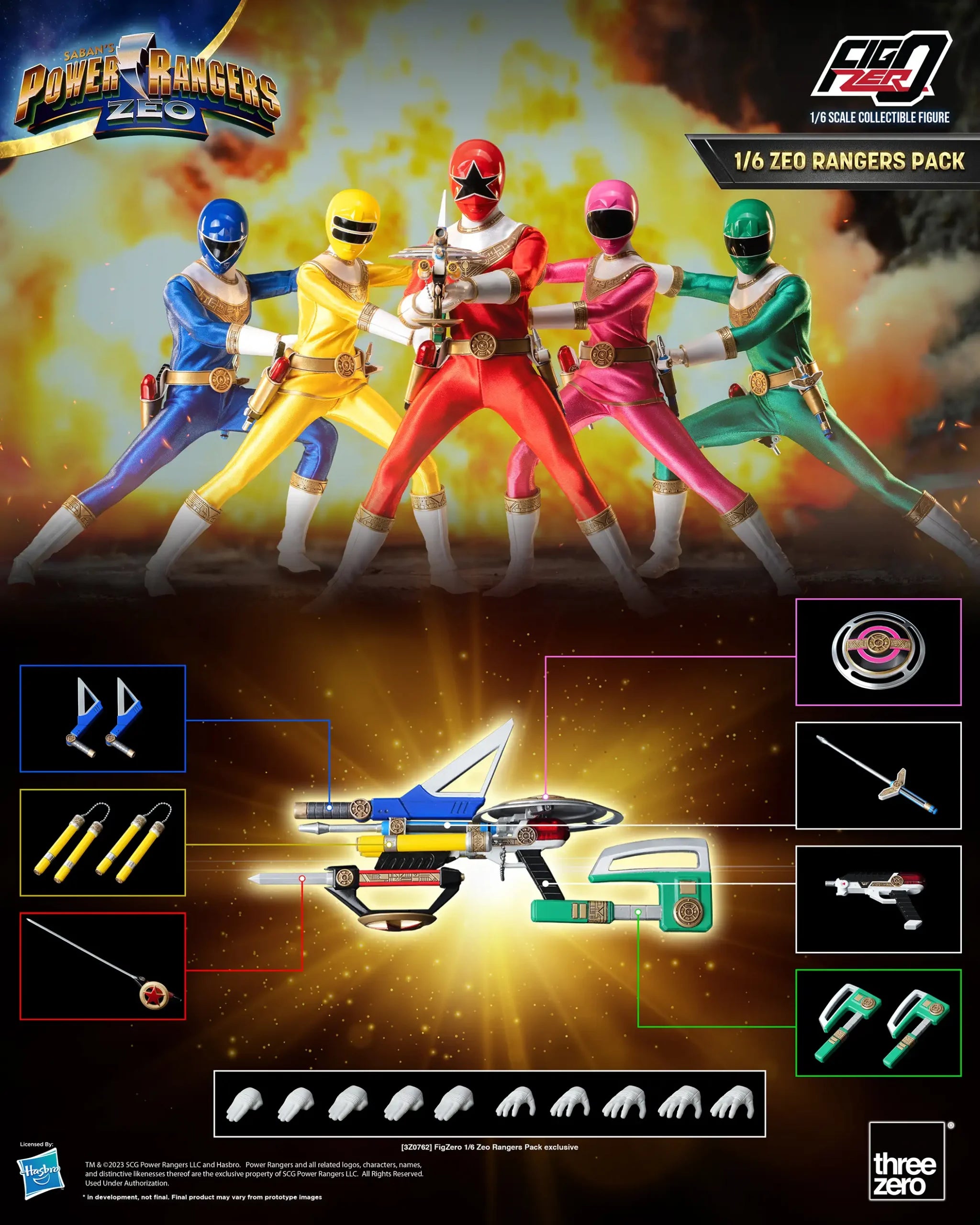 PRE-ORDER threezero - FigZero - Power Rangers Zeo - Zeo Rangers Pack 1/6