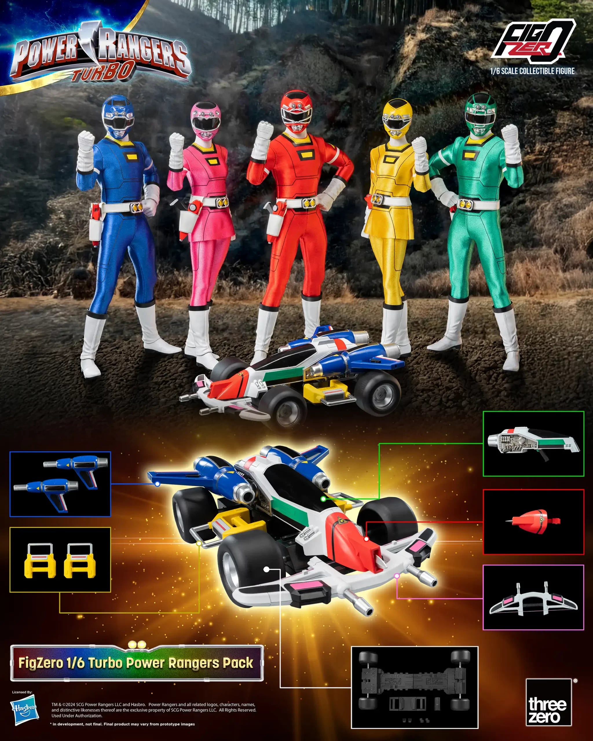 PRE-ORDER threezero - FigZero - Power Rangers Turbo - Turbo Power Rangers Pack