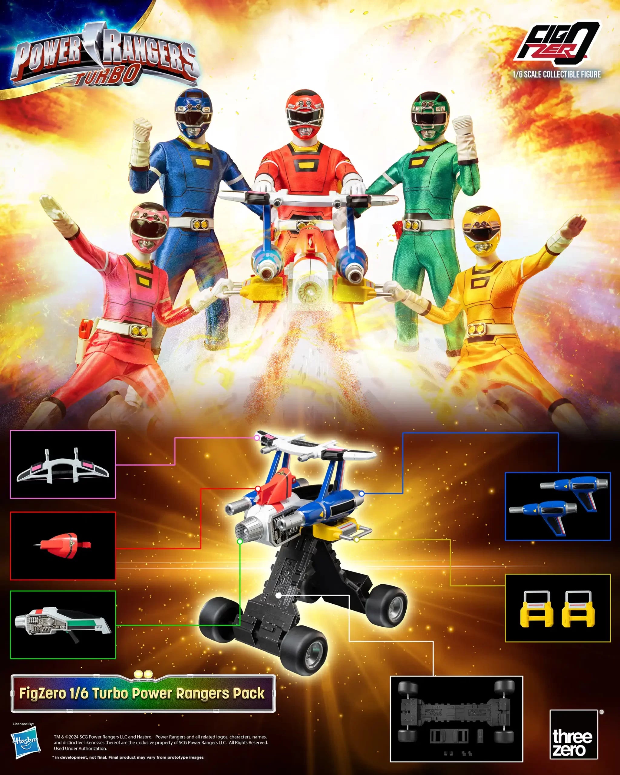 PRE-ORDER threezero - FigZero - Power Rangers Turbo - Turbo Power Rangers Pack