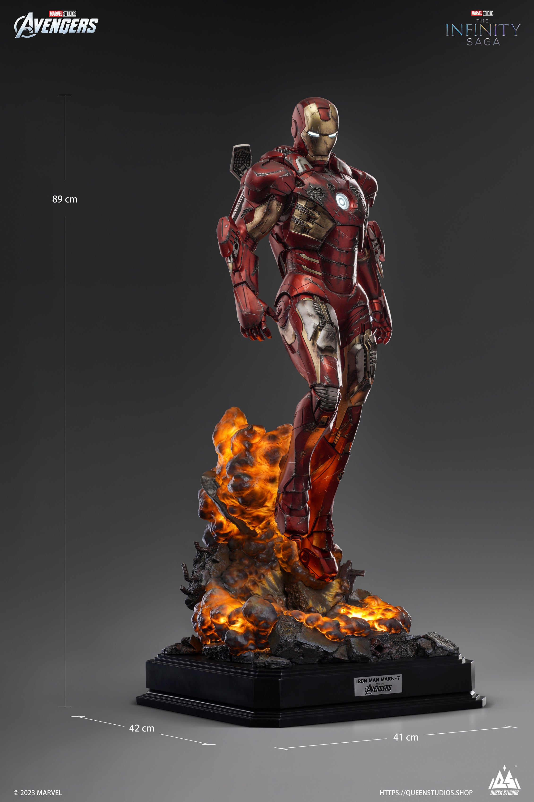 PRE-ORDER Queen Studios - The Avengers - Iron Man Mark 7: Battle Damaged 1/3