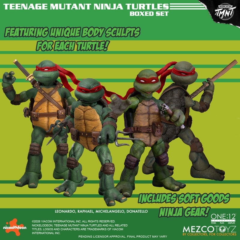 PRE-ORDER Mezco Toyz - One:12 Collective - Teenage Mutant Ninja Turtles - Teenage Mutant Ninja Turtles Boxed Set 1/12
