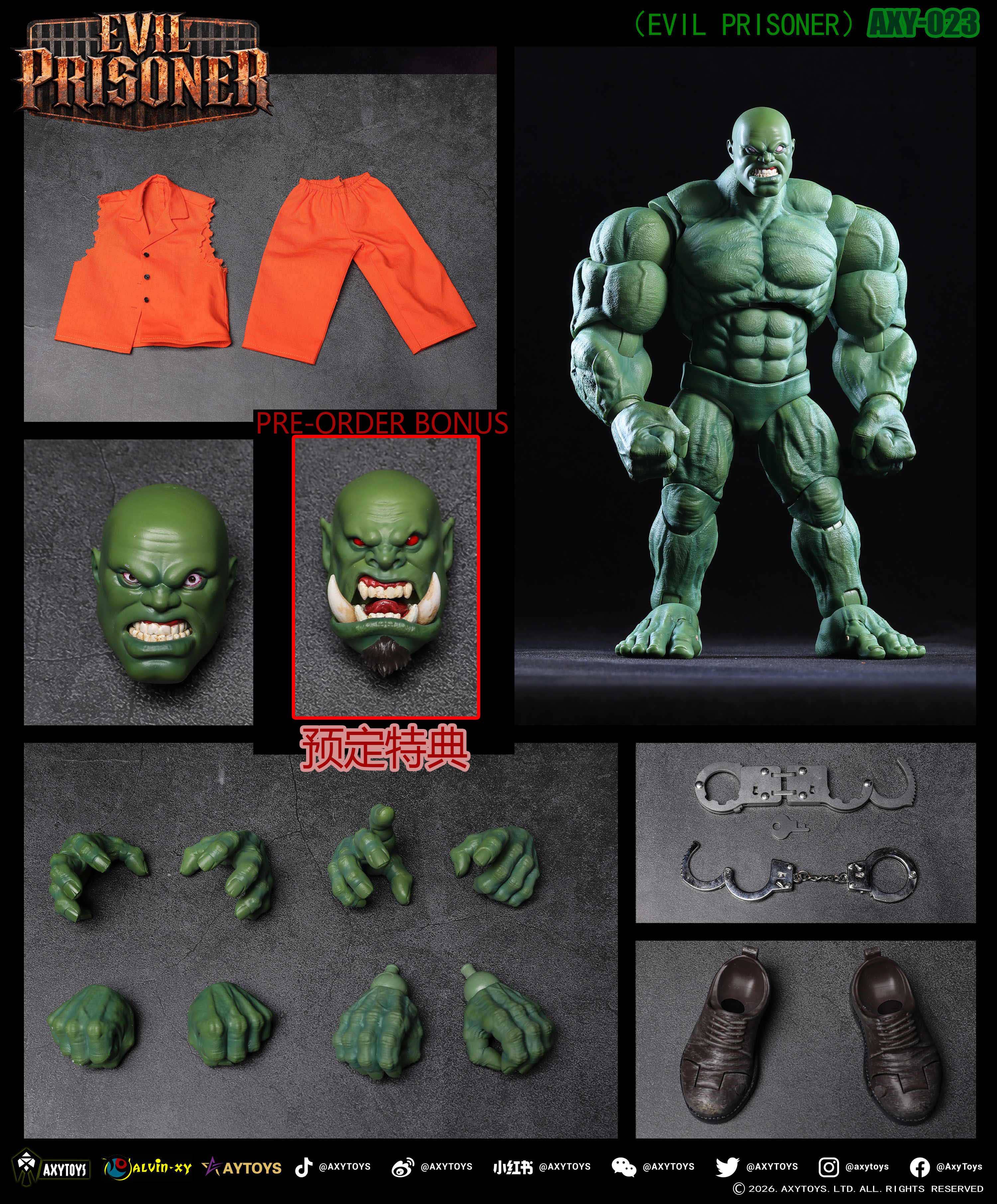 SPECIAL ORDER AXYTOYS - AXY-023 - EVIL PRISONER: Green Color 1/12 [EXCLUSIVE]