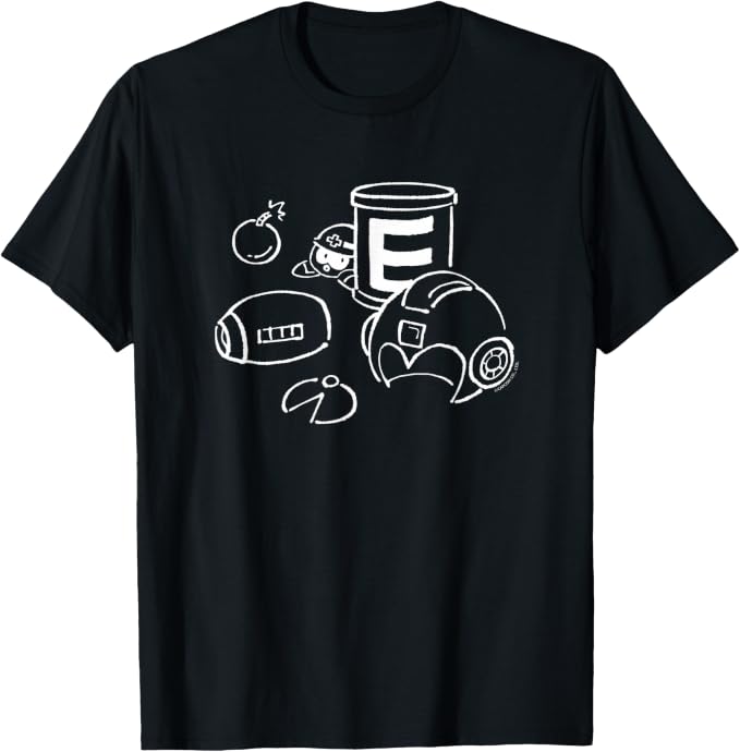 BACK-ORDER Capcom - Rockman Line Art (A) T-Shirt (BLACK) [JP]