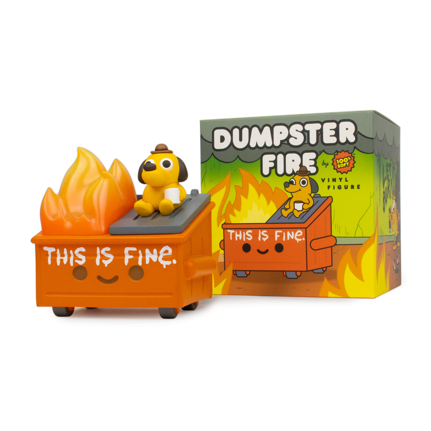 IN-STOCK 100soft - Dumpster Fire Vinyl Figure: This Is Fine Edition
