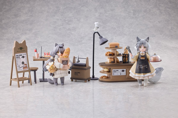 PRE-ORDER Ribose - Tea Time Cats Scene - Meow Town Bread House Clerk & Customer Set