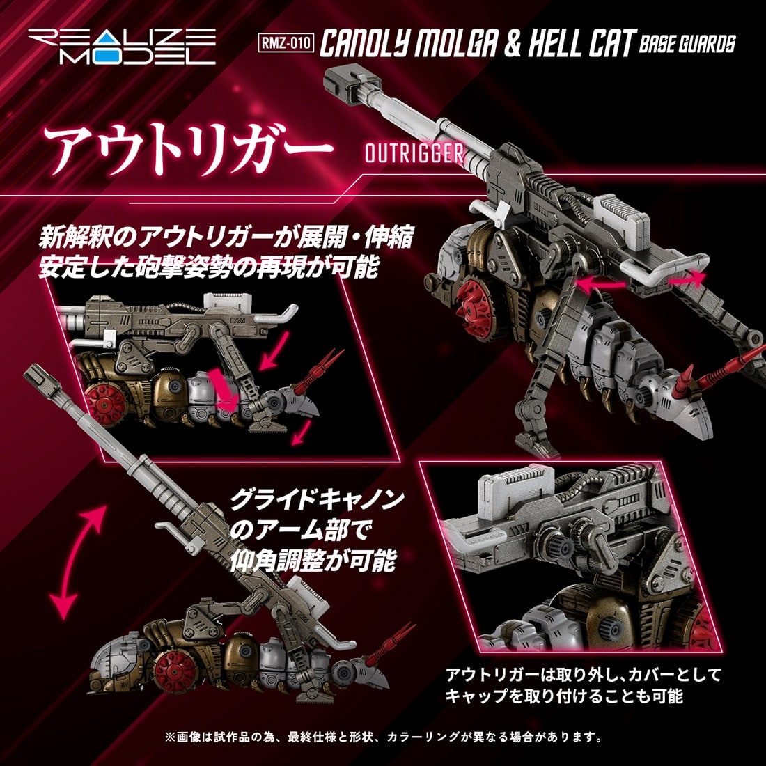 PRE-ORDER Takara Tomy - Realize Model Zoids RMZ-010 - Canoly Molga & Hell Cat Base Guards Set 1/100