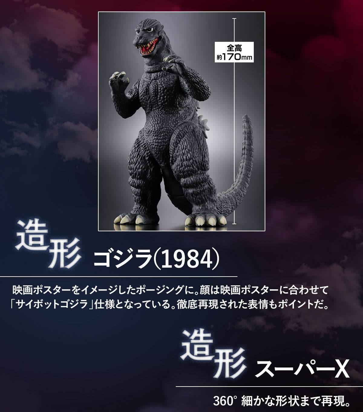PRE-ORDER Bandai - MOVIE MONSTER SERIES - GODZILLA 1984 & Super X