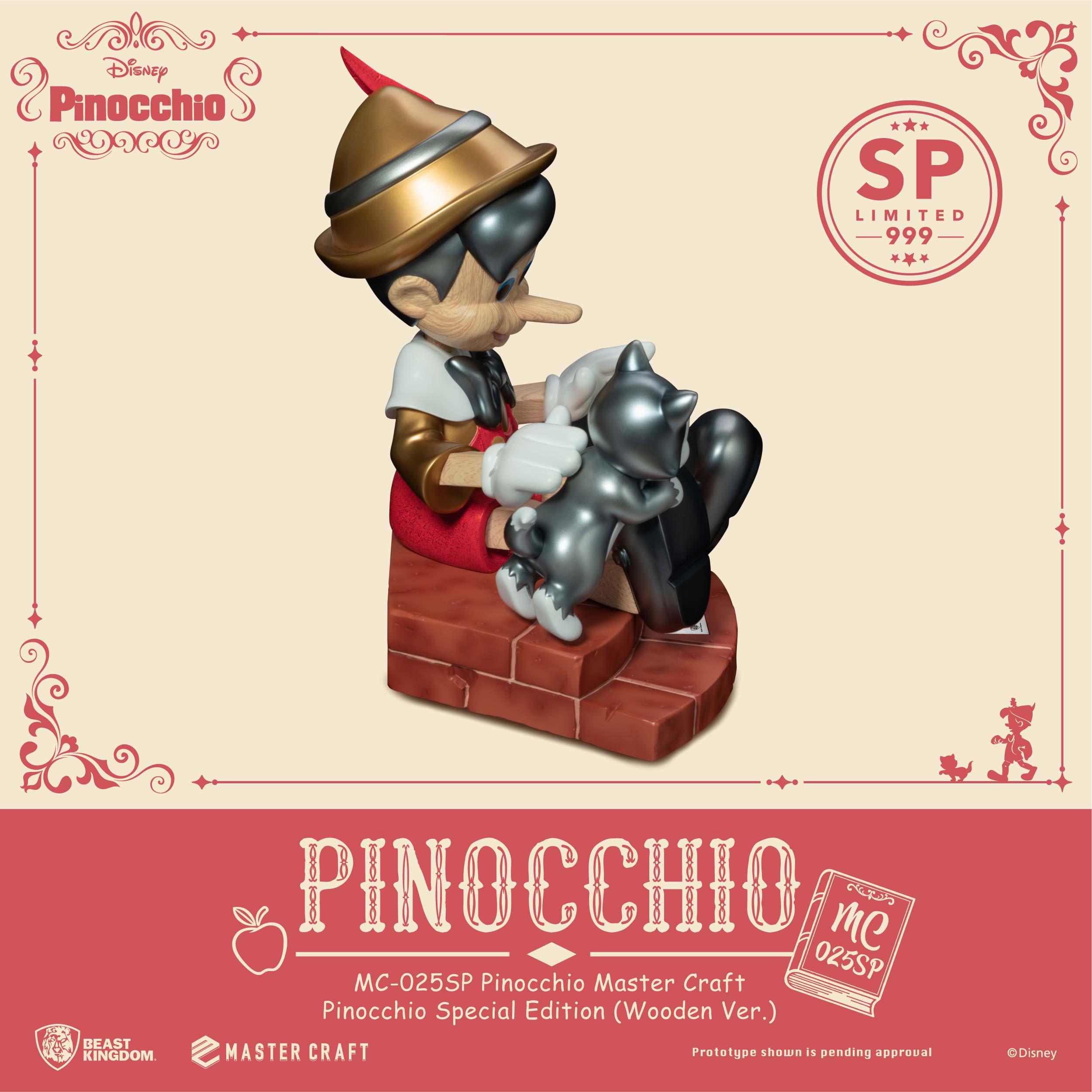 PRE-ORDER Beast Kingdom - Pinocchio - Mastercraft Pinocchio: Special Wooden Edition