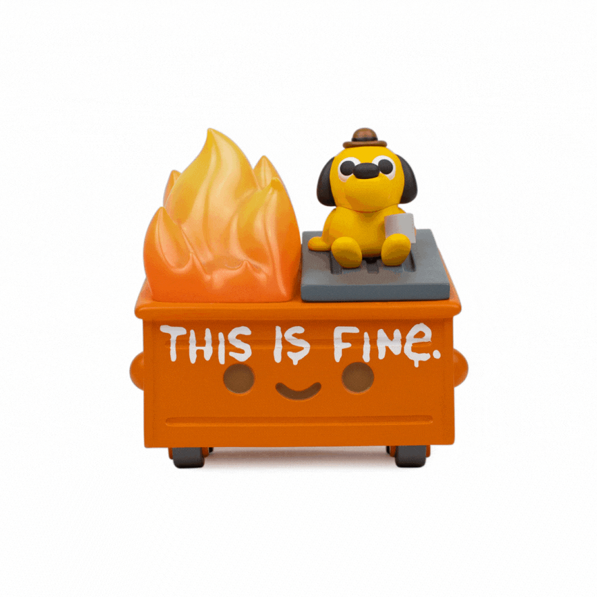 IN-STOCK 100soft - Dumpster Fire Vinyl Figure: This Is Fine Edition
