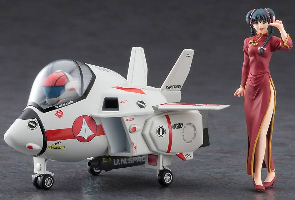 SPECIAL ORDER Hasegawa - Super Dimension Fortress Macross - VF-1J Valkyrie: Egg Plane and Lynn Minmay: China Dress 1/24 [JP]