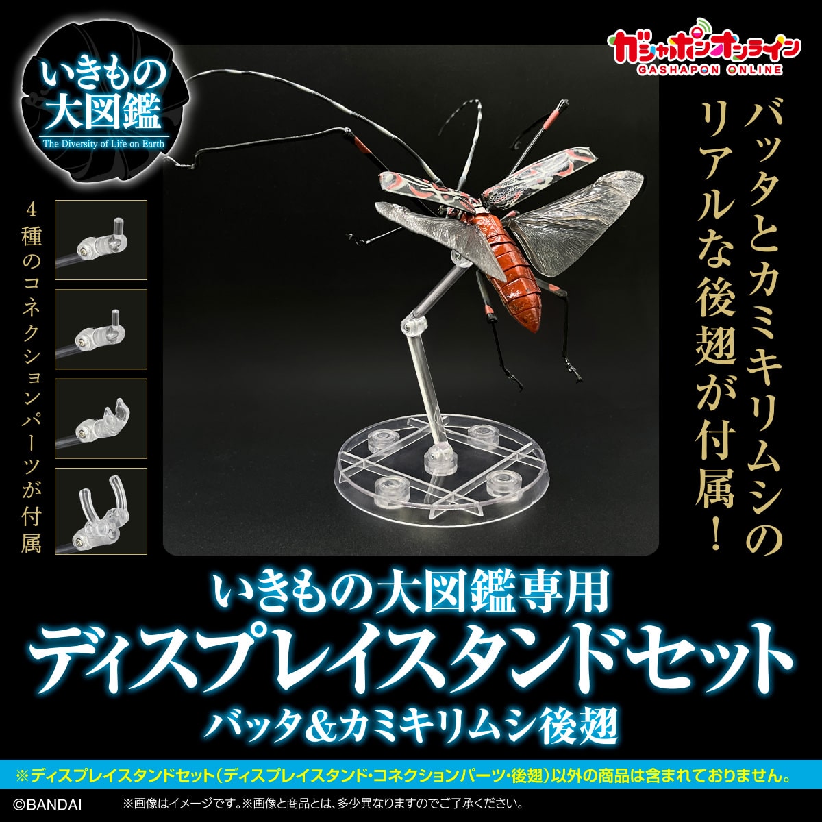 SPECIAL ORDER Bandai - The Diversity of Life on Earth - Display Stand Set - Grasshopper &amp; Longhorn Beetle Hind Wings[JP] [EXCLUSIVE]