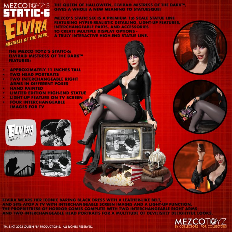 PRE-ORDER MEZCO TOYZ'S STATIC-6 - Elvira® Mistress of the Dark™