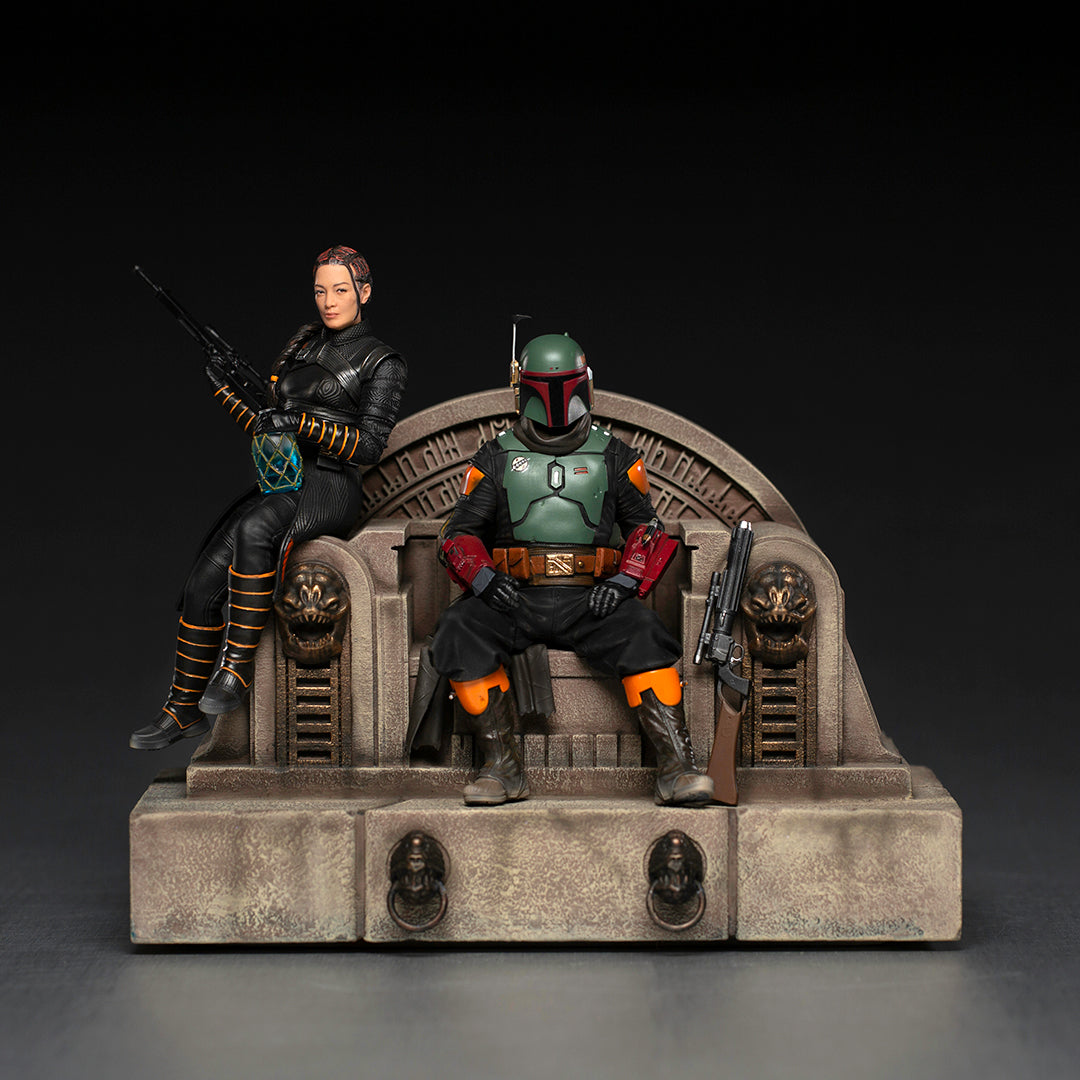 PRE-ORDER The Mandalorian - Boba Fett and Fennec Shand on Throne Deluxe Art Scale 1/10