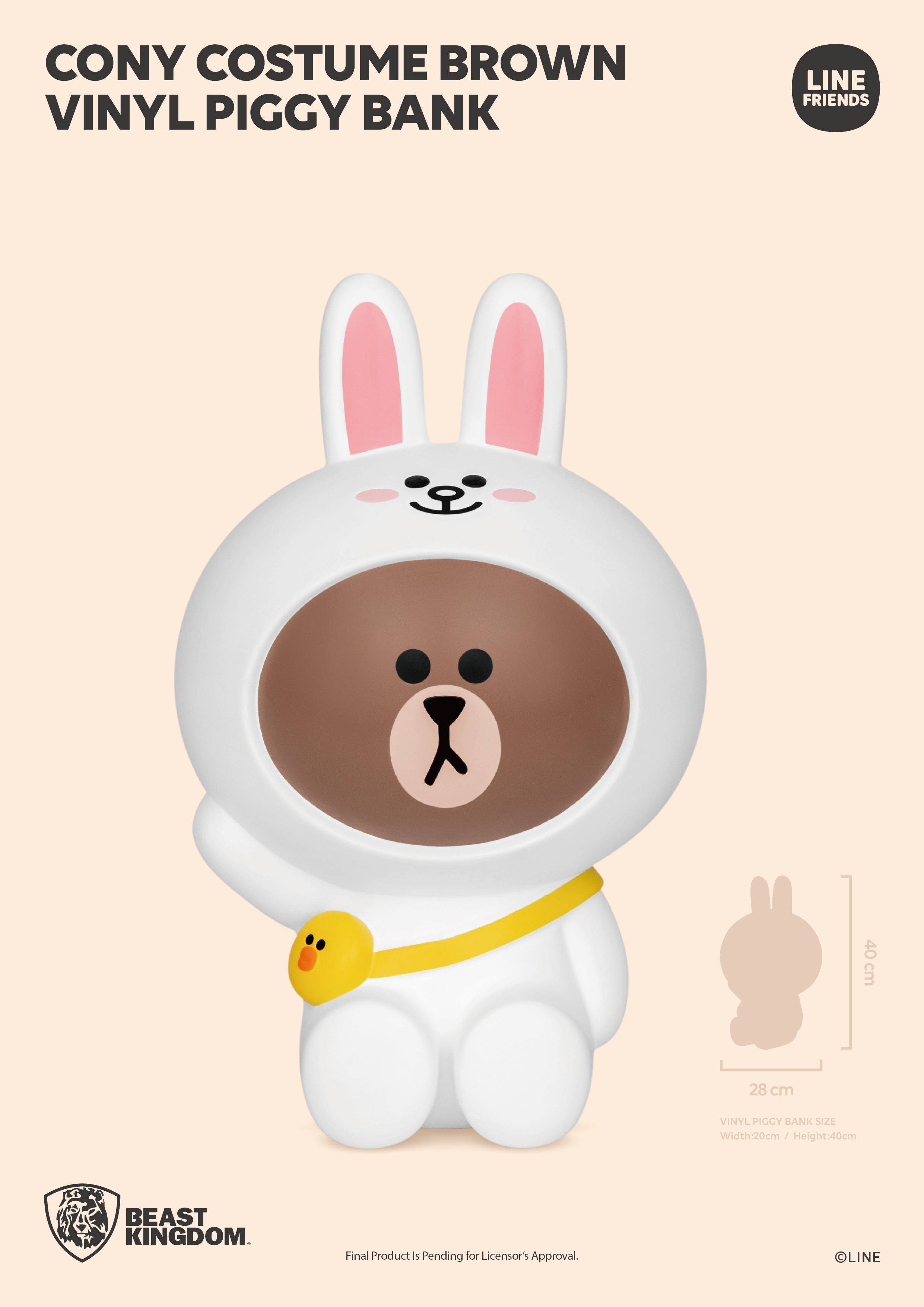 PRE-ORDER Vinyl Piggy Bank - Line Friends - Cony Costume Brown