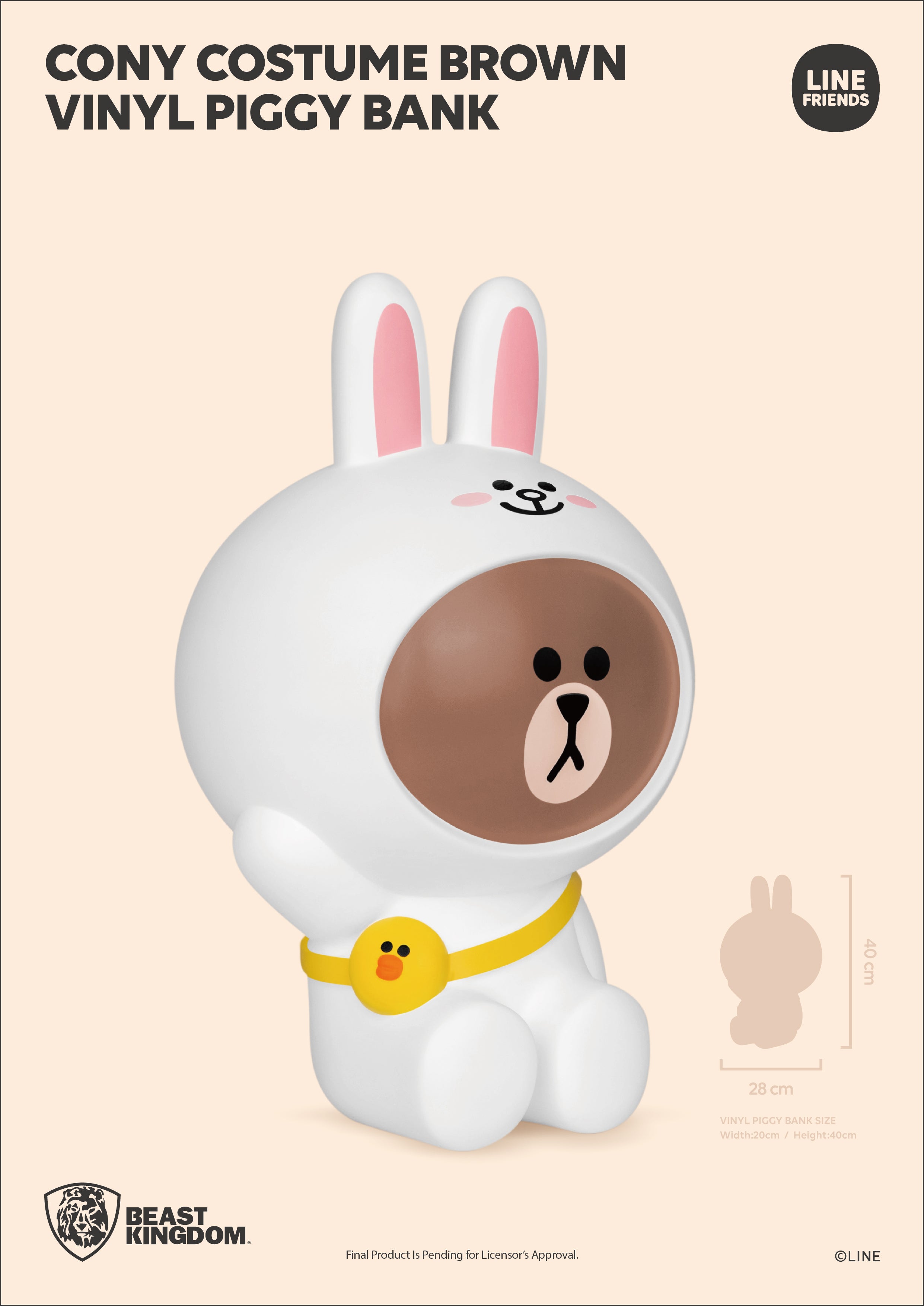 PRE-ORDER Vinyl Piggy Bank - Line Friends - Cony Costume Brown