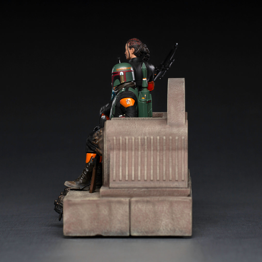 PRE-ORDER The Mandalorian - Boba Fett and Fennec Shand on Throne Deluxe Art Scale 1/10