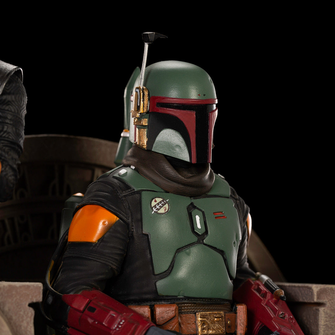 PRE-ORDER The Mandalorian - Boba Fett and Fennec Shand on Throne Deluxe Art Scale 1/10