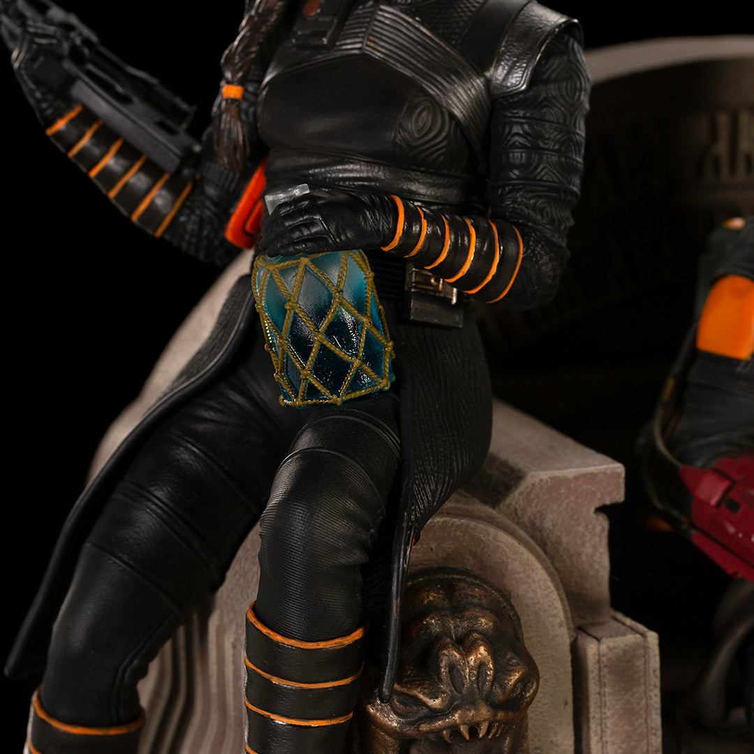 PRE-ORDER The Mandalorian - Boba Fett and Fennec Shand on Throne Deluxe Art Scale 1/10