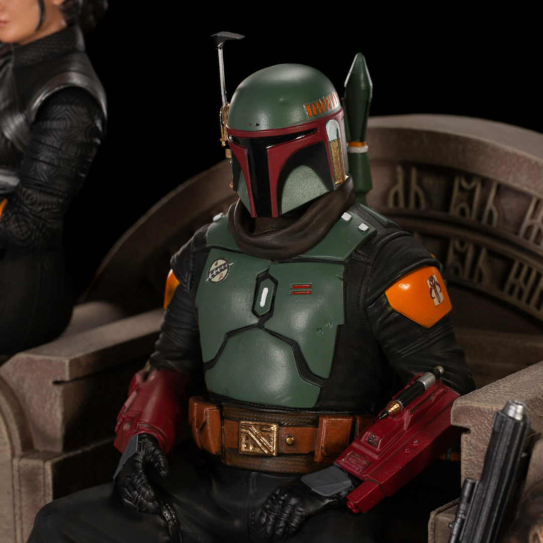 PRE-ORDER The Mandalorian - Boba Fett and Fennec Shand on Throne Deluxe Art Scale 1/10
