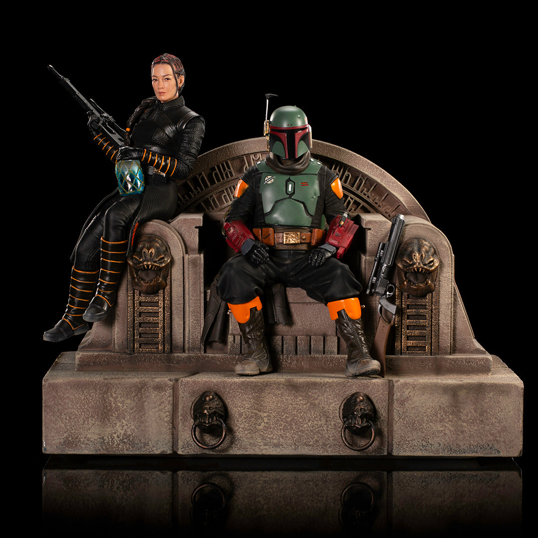 PRE-ORDER The Mandalorian - Boba Fett and Fennec Shand on Throne Deluxe Art Scale 1/10
