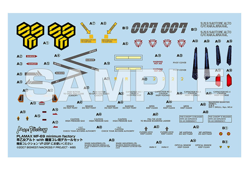 PRE-ORDER PLAMAX MF-69 minimum factory - Macross F - Alto Saotome with VF-25F Decal Set