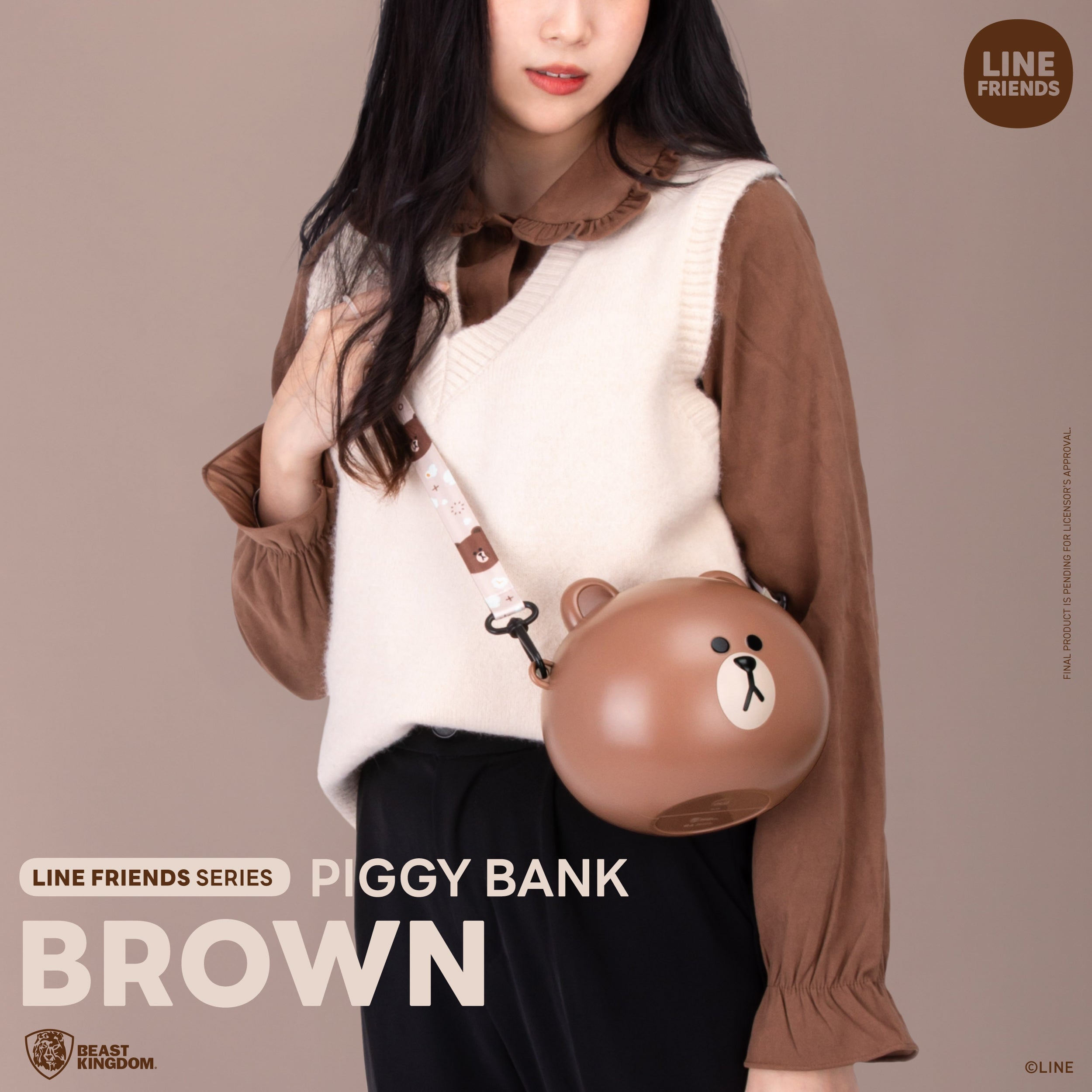 PRE-ORDER LINE FRIENDS Series - Piggy Bank: Brown