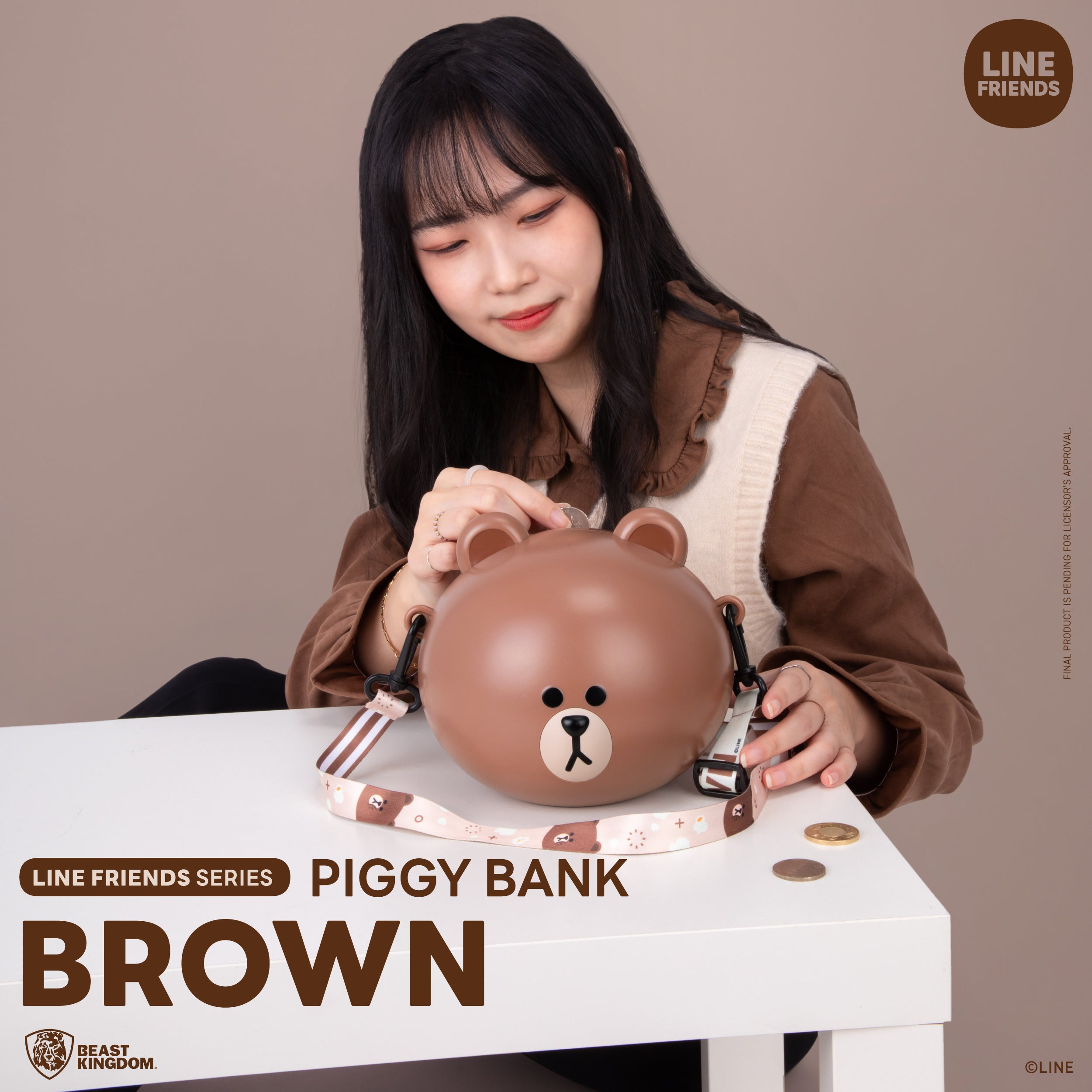 PRE-ORDER LINE FRIENDS Series - Piggy Bank: Brown